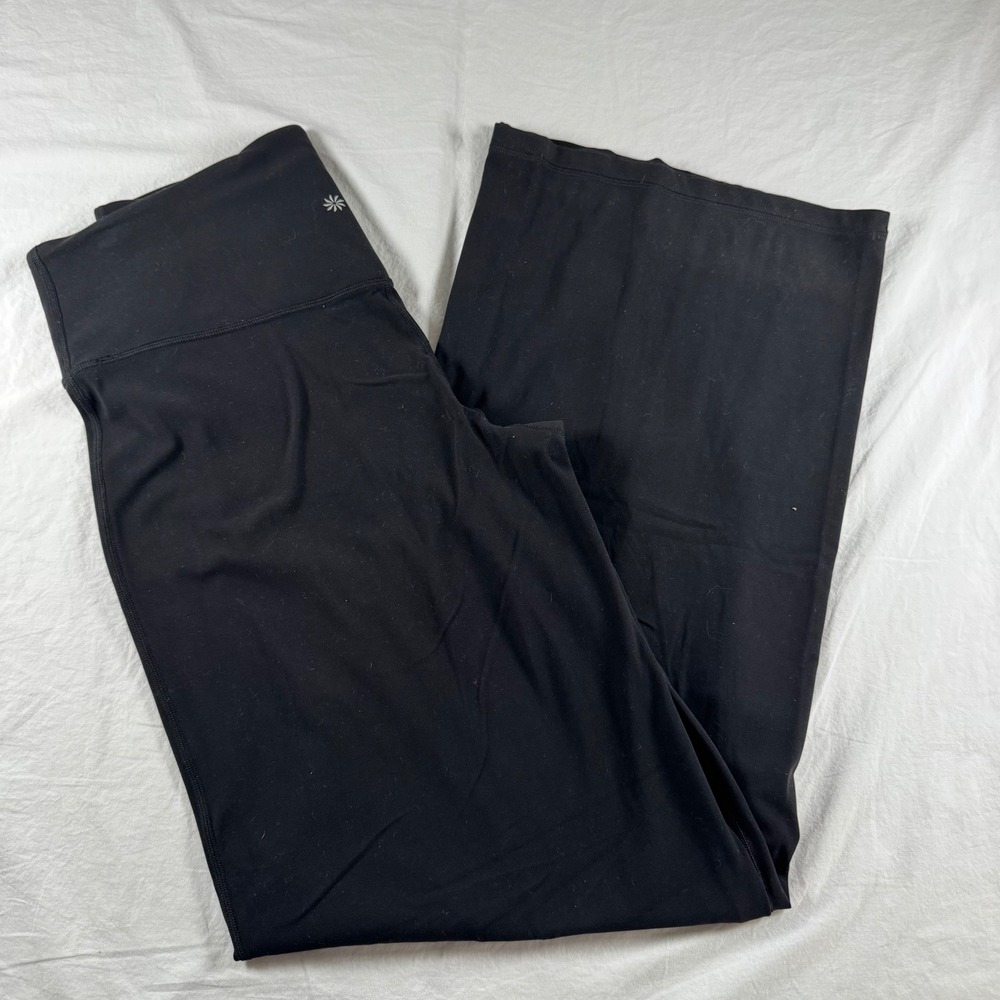 Athleta Women's Size Large TALL Black Elation Wide Leg Pant High Rise Yoga